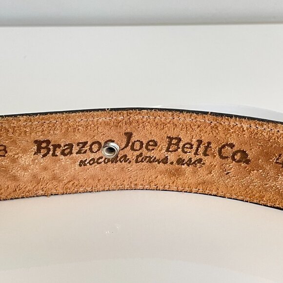 Vintage Brazos Joe Belt Co. Tooled Leather w/ Lion’s Head Buckle — Made in USA